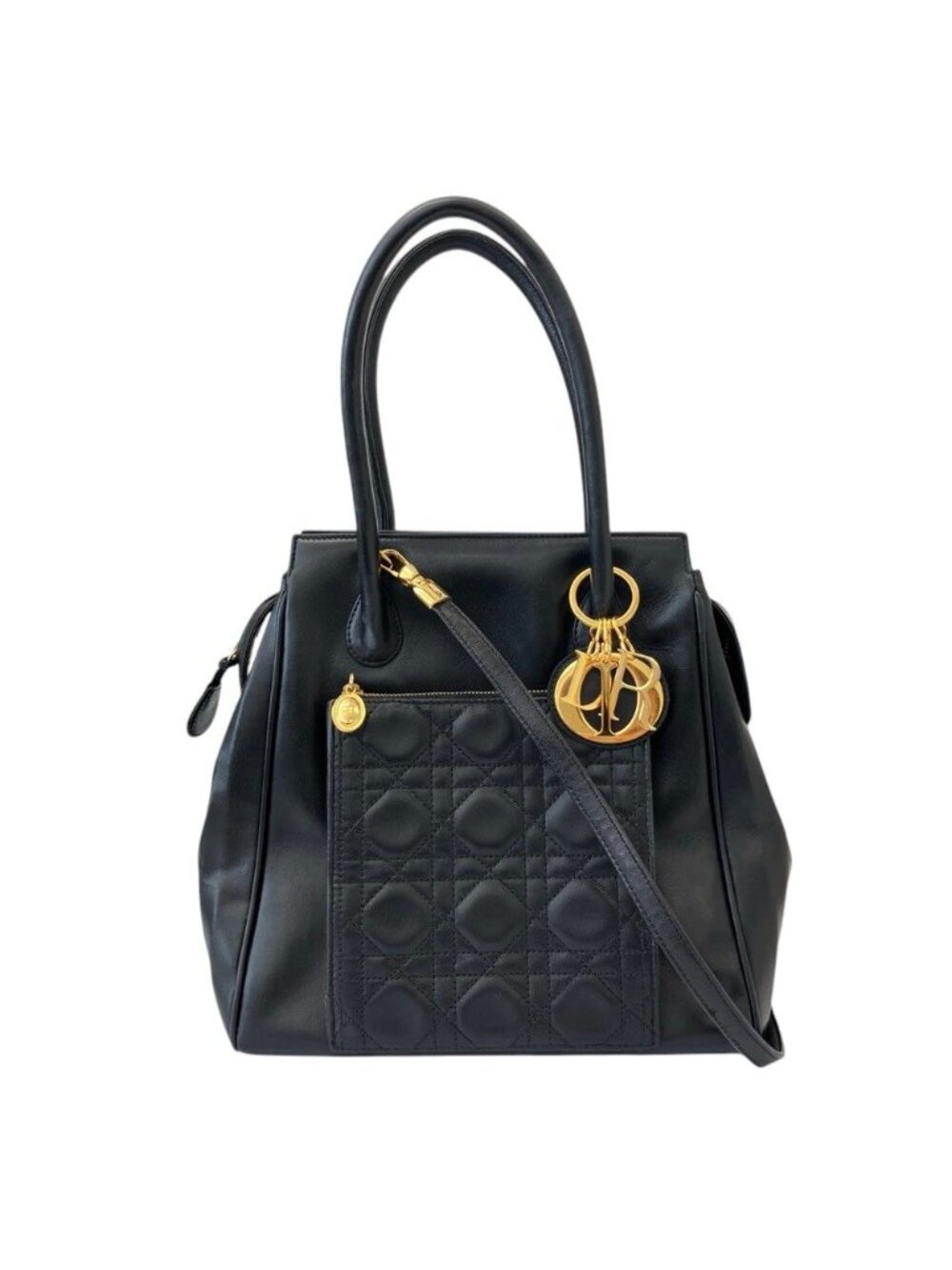 Dior Lady Cannage Pocket Tote 2-Way Shoulder Bag Black